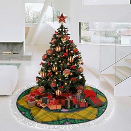 ScotsTee Shop Scottish Houston Clan Scottish Thistle Flower Round Leaf Tartan Christmas Tree Skirt