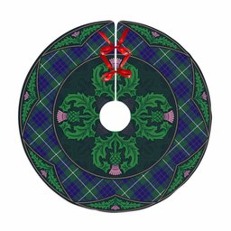 ScotsTee Shop Scottish Hamilton Hunting Modern Clan Scottish Thistle Flower Round Leaf Tartan Christmas Tree Skirt