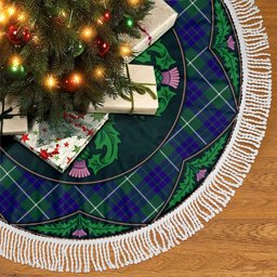 ScotsTee Shop Scottish Hamilton Hunting Modern Clan Scottish Thistle Flower Round Leaf Tartan Christmas Tree Skirt
