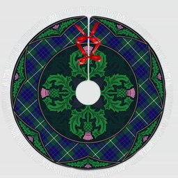 ScotsTee Shop Scottish Hamilton Hunting Modern Clan Scottish Thistle Flower Round Leaf Tartan Christmas Tree Skirt