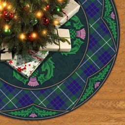 ScotsTee Shop Scottish Hamilton Hunting Modern Clan Scottish Thistle Flower Round Leaf Tartan Christmas Tree Skirt