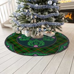 ScotsTee Shop Scottish Kincaid Modern Clan Scottish Thistle Flower Round Leaf Tartan Christmas Tree Skirt