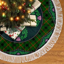 ScotsTee Shop Scottish Kincaid Modern Clan Scottish Thistle Flower Round Leaf Tartan Christmas Tree Skirt
