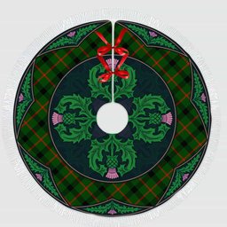 ScotsTee Shop Scottish Kincaid Modern Clan Scottish Thistle Flower Round Leaf Tartan Christmas Tree Skirt