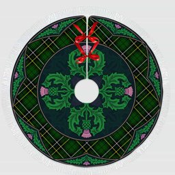 ScotsTee Shop Scottish MacAlpine Modern Clan Scottish Thistle Flower Round Leaf Tartan Christmas Tree Skirt