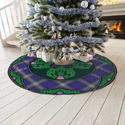 ScotsTee Shop Scottish Kinnaird Clan Scottish Thistle Flower Round Leaf Tartan Christmas Tree Skirt