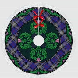 ScotsTee Shop Scottish Kinnaird Clan Scottish Thistle Flower Round Leaf Tartan Christmas Tree Skirt