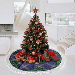 ScotsTee Shop Scottish Kinnaird Clan Scottish Thistle Flower Round Leaf Tartan Christmas Tree Skirt