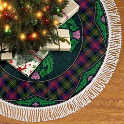 ScotsTee Shop Scottish Logan Modern Clan Scottish Thistle Flower Round Leaf Tartan Christmas Tree Skirt