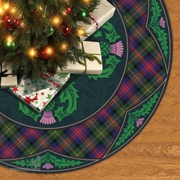 ScotsTee Shop Scottish Logan Modern Clan Scottish Thistle Flower Round Leaf Tartan Christmas Tree Skirt