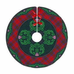 ScotsTee Shop Scottish Leslie Modern Clan Scottish Thistle Flower Round Leaf Tartan Christmas Tree Skirt