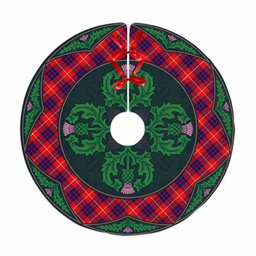 ScotsTee Shop Scottish Hamilton Modern Clan Scottish Thistle Flower Round Leaf Tartan Christmas Tree Skirt