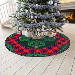 ScotsTee Shop Scottish Hamilton Modern Clan Scottish Thistle Flower Round Leaf Tartan Christmas Tree Skirt