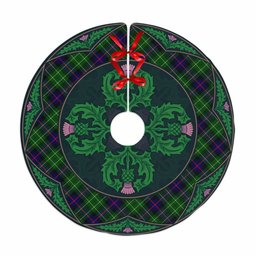 ScotsTee Shop Scottish Leslie Hunting Clan Scottish Thistle Flower Round Leaf Tartan Christmas Tree Skirt