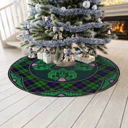 ScotsTee Shop Scottish Leslie Hunting Clan Scottish Thistle Flower Round Leaf Tartan Christmas Tree Skirt