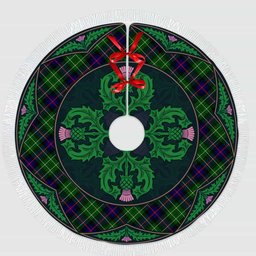 ScotsTee Shop Scottish Leslie Hunting Clan Scottish Thistle Flower Round Leaf Tartan Christmas Tree Skirt