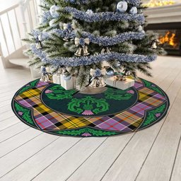 ScotsTee Shop Scottish Culloden Ancient Clan Scottish Thistle Flower Round Leaf Tartan Christmas Tree Skirt