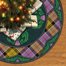 ScotsTee Shop Scottish Culloden Ancient Clan Scottish Thistle Flower Round Leaf Tartan Christmas Tree Skirt
