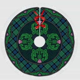 ScotsTee Shop Scottish Graham of Menteith Ancient Clan Scottish Thistle Flower Round Leaf Tartan Christmas Tree Skirt