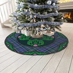 ScotsTee Shop Scottish Cooper Ancient Clan Scottish Thistle Flower Round Leaf Tartan Christmas Tree Skirt
