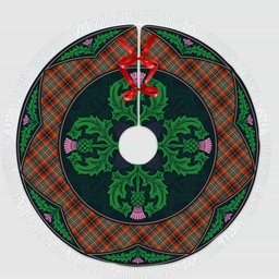 ScotsTee Shop Scottish Innes Ancient Clan Scottish Thistle Flower Round Leaf Tartan Christmas Tree Skirt
