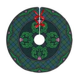 ScotsTee Shop Scottish Lauder Clan Scottish Thistle Flower Round Leaf Tartan Christmas Tree Skirt