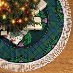 ScotsTee Shop Scottish Lauder Clan Scottish Thistle Flower Round Leaf Tartan Christmas Tree Skirt