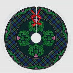 ScotsTee Shop Scottish Fletcher Ancient Clan Scottish Thistle Flower Round Leaf Tartan Christmas Tree Skirt