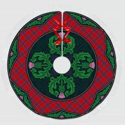 ScotsTee Shop Scottish Inverness District Clan Scottish Thistle Flower Round Leaf Tartan Christmas Tree Skirt