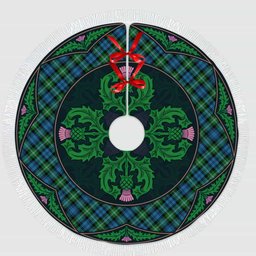 ScotsTee Shop Scottish Lyon Clan Scottish Thistle Flower Round Leaf Tartan Christmas Tree Skirt