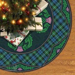ScotsTee Shop Scottish Lyon Clan Scottish Thistle Flower Round Leaf Tartan Christmas Tree Skirt