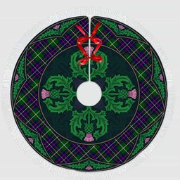ScotsTee Shop Scottish Inglis Modern Clan Scottish Thistle Flower Round Leaf Tartan Christmas Tree Skirt