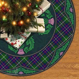 ScotsTee Shop Scottish Inglis Modern Clan Scottish Thistle Flower Round Leaf Tartan Christmas Tree Skirt