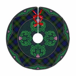 ScotsTee Shop Scottish Gunn Modern Clan Scottish Thistle Flower Round Leaf Tartan Christmas Tree Skirt