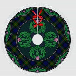 ScotsTee Shop Scottish Gunn Modern Clan Scottish Thistle Flower Round Leaf Tartan Christmas Tree Skirt