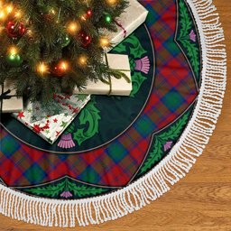 ScotsTee Shop Scottish Lindsay Modern Clan Scottish Thistle Flower Round Leaf Tartan Christmas Tree Skirt