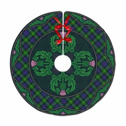 ScotsTee Shop Scottish Gordon Modern Clan Scottish Thistle Flower Round Leaf Tartan Christmas Tree Skirt