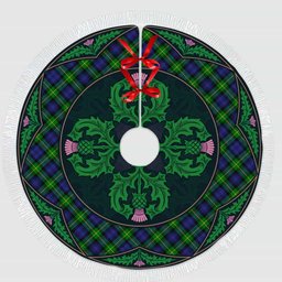 ScotsTee Shop Scottish Gordon Modern Clan Scottish Thistle Flower Round Leaf Tartan Christmas Tree Skirt