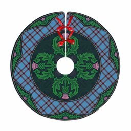 ScotsTee Shop Scottish Elliot Ancient Clan Scottish Thistle Flower Round Leaf Tartan Christmas Tree Skirt