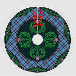 ScotsTee Shop Scottish Elliot Ancient Clan Scottish Thistle Flower Round Leaf Tartan Christmas Tree Skirt