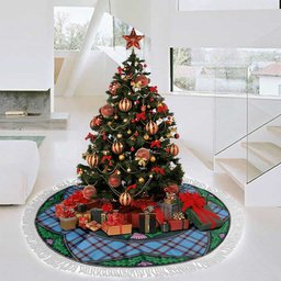 ScotsTee Shop Scottish Elliot Ancient Clan Scottish Thistle Flower Round Leaf Tartan Christmas Tree Skirt