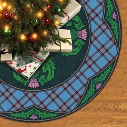ScotsTee Shop Scottish Elliot Ancient Clan Scottish Thistle Flower Round Leaf Tartan Christmas Tree Skirt