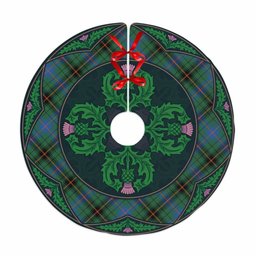 ScotsTee Shop Scottish Davidson Ancient Clan Scottish Thistle Flower Round Leaf Tartan Christmas Tree Skirt