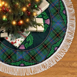 ScotsTee Shop Scottish Davidson Ancient Clan Scottish Thistle Flower Round Leaf Tartan Christmas Tree Skirt
