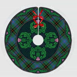 ScotsTee Shop Scottish Davidson Ancient Clan Scottish Thistle Flower Round Leaf Tartan Christmas Tree Skirt