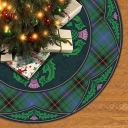 ScotsTee Shop Scottish Davidson Ancient Clan Scottish Thistle Flower Round Leaf Tartan Christmas Tree Skirt