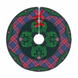 ScotsTee Shop Scottish Graham of Menteith Red Clan Scottish Thistle Flower Round Leaf Tartan Christmas Tree Skirt