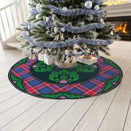 ScotsTee Shop Scottish Graham of Menteith Red Clan Scottish Thistle Flower Round Leaf Tartan Christmas Tree Skirt