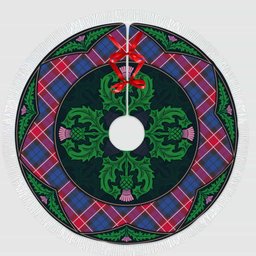 ScotsTee Shop Scottish Graham of Menteith Red Clan Scottish Thistle Flower Round Leaf Tartan Christmas Tree Skirt