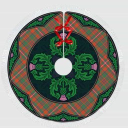 ScotsTee Shop Scottish MacKinnon Ancient Clan Scottish Thistle Flower Round Leaf Tartan Christmas Tree Skirt